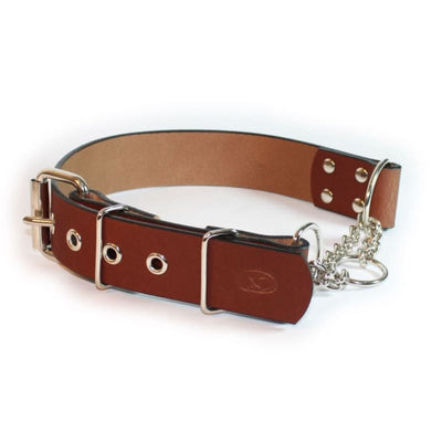 Big Dog Adjustable 1.5 Light Brown Leather Martingale Chain Dog Collar NEW ARRIVAL