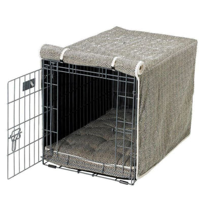 Herringbone Microvelvet Dog Crate Cover