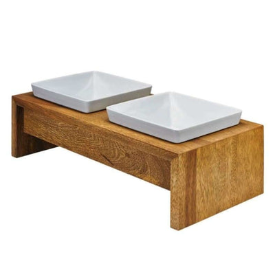 - Artisan Double Wood Dog Feeder Bamboo New Arrival