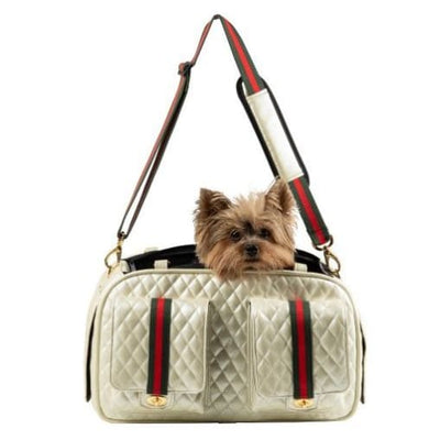 Marlee 2 Ivory Quilted Stripe Dog Carrying Bag Pet Carriers & Crates luxury dog carriers, luxury dog purse carriers, NEW ARRIVAL