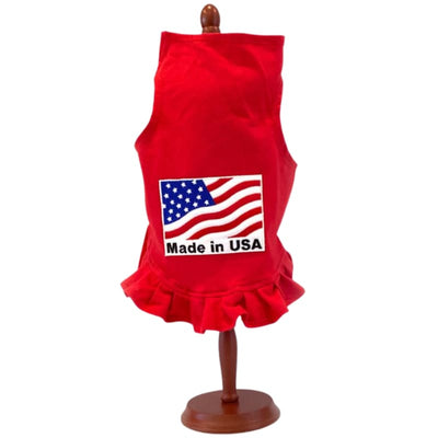 Made in The USA Dog Flounce Dress Dog Apparel 4th of july, clothes for small dogs, cute dog apparel, cute dog clothes, cute dog dresses