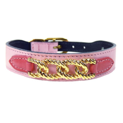 Mayfair Italian Leather Dog Collar In Sweet Pink & Petal Pet Collars & Harnesses genuine leather dog collars, luxury dog collars, new 