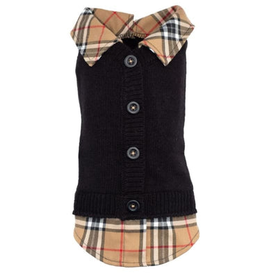 Two-fer Black and Tan Dog Cardigan Dog Apparel clothes for small dogs, cute dog apparel, cute dog clothes, dog apparel, dog hoodies