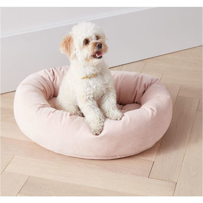 Bowsers Blush Microvelvet Donut Dog Bed Dog Beds bagel beds for dogs, bolster beds for dogs, BOWSERS, cute dog beds, donut beds for dogs
