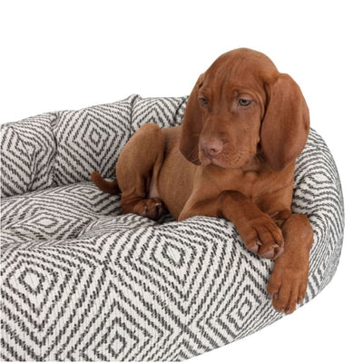 Bowsers Diamondback Micro Jacquard Donut Dog Bed Dog Beds bagel beds for dogs, bolster beds for dogs, BOWSERS, cute dog beds, donut beds for