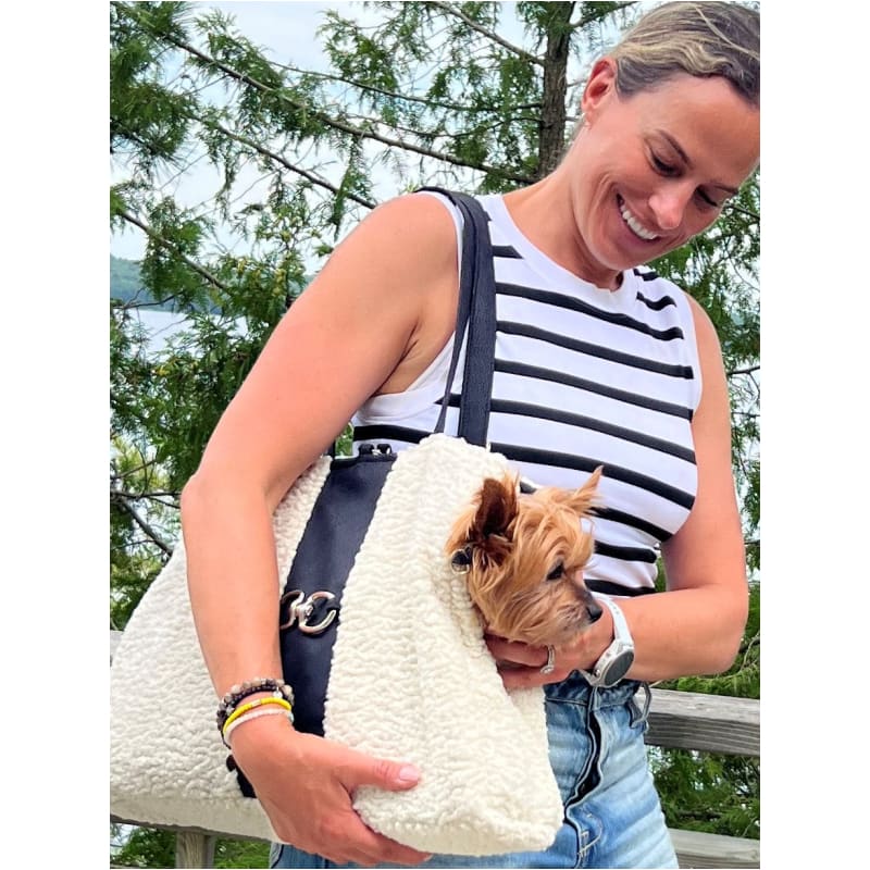 Ivory Sheepskin Carry-All dog carriers, luxury dog carriers, luxury dog purse carriers, NEW ARRIVAL