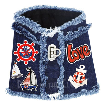 Nautical Hollywood Denim Dog Harness Vest MADE TO ORDER, MORE COLOR OPTIONS