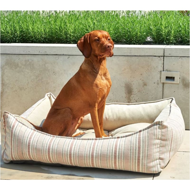 Bowsers Sanibel Stripe Microlinen Scoop Dog Bed Dog Beds bolster beds for dogs, BOWSERS, luxury dog beds, memory foam dog beds, orthopedic