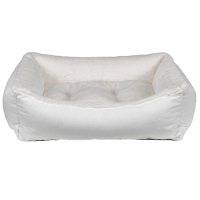Bowsers Winter White Dream Fur Microvelvet Scoop Dog Bed Dog Beds bolster beds for dogs, BOWSERS, luxury dog beds, memory foam dog beds,
