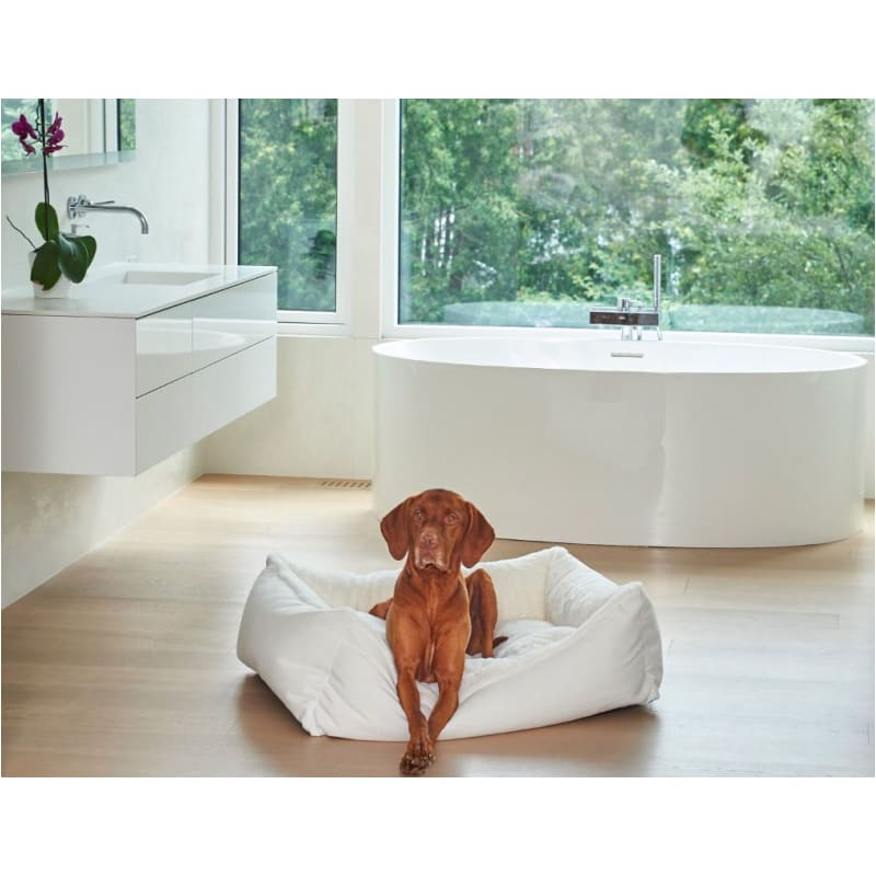Bowsers Winter White Dream Fur Microvelvet Scoop Dog Bed Dog Beds bolster beds for dogs, BOWSERS, luxury dog beds, memory foam dog beds,