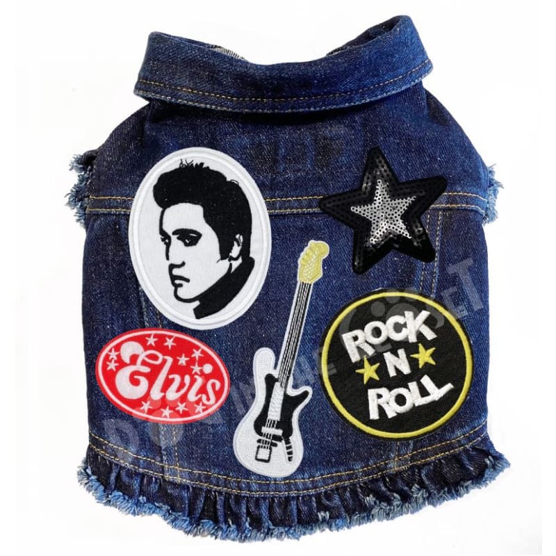 Rock Star Elvis Denim Jacket DOG IN THE CLOSET JACKET, MADE TO ORDER, MORE COLOR OPTIONS, NEW ARRIVAL