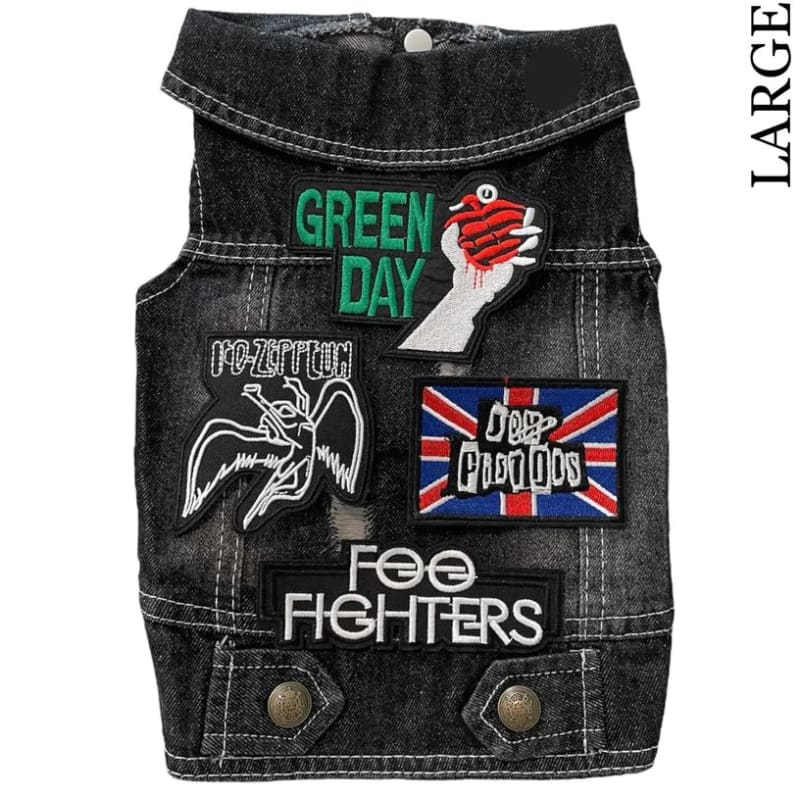 Green Day Theme Denim Rocker Dog Jacket HEADS OR TAILS JACKET, MADE TO ORDER