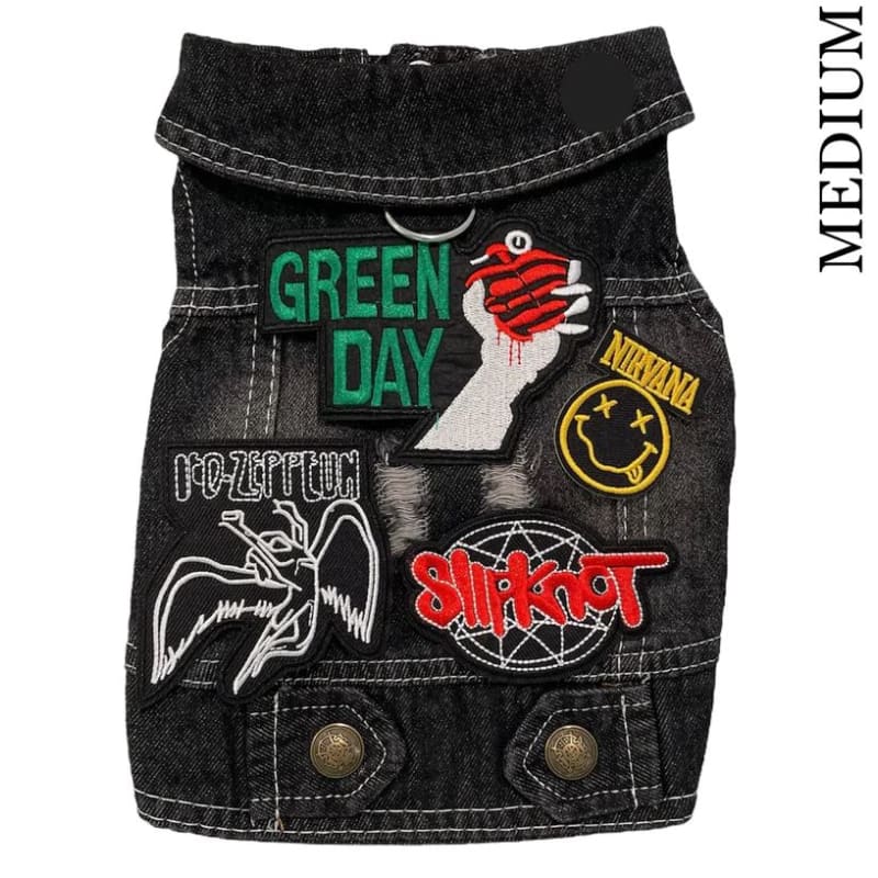 Green Day Theme Denim Rocker Dog Jacket HEADS OR TAILS JACKET, MADE TO ORDER