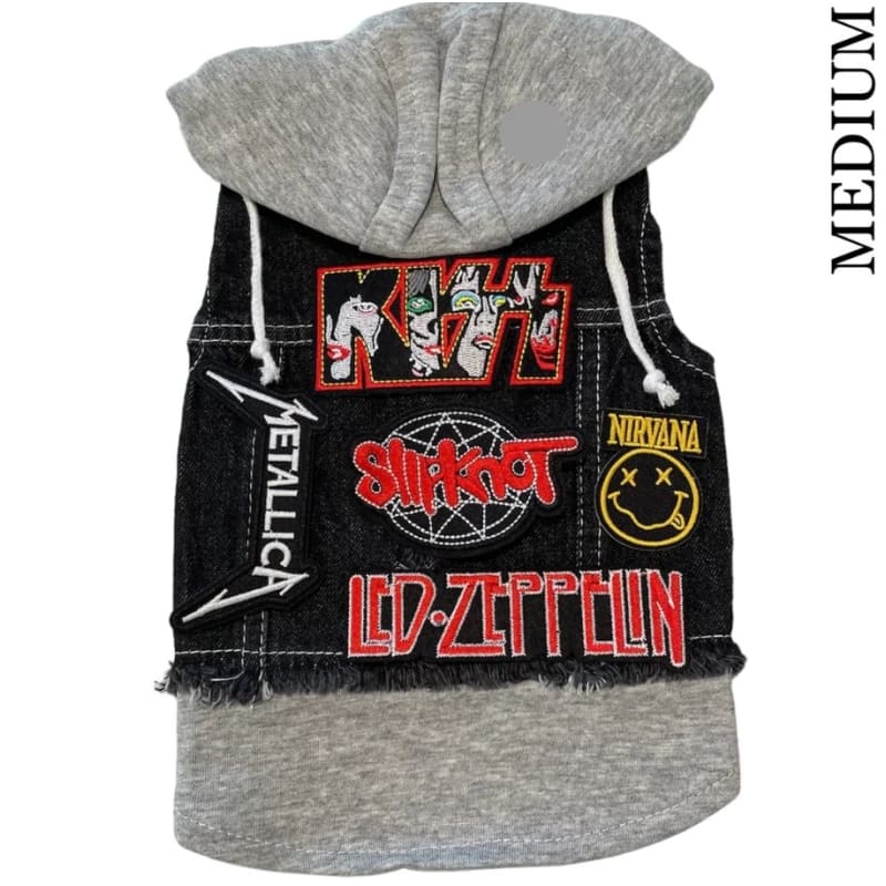 Kiss Theme Denim Rocker Hoodie Dog Jacket HEADS OR TAILS JACKET, MADE TO ORDER, NEW ARRIVAL