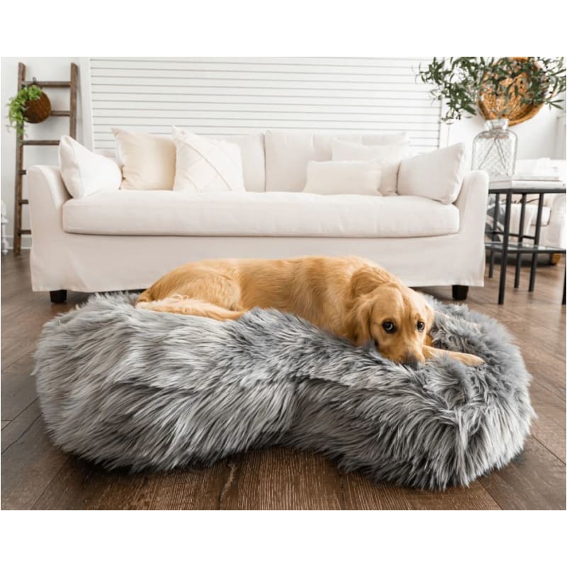 PupCloud­™ Faux Fur Memory Foam Dog Bed - Charcoal Gray NEW ARRIVAL, PAW
