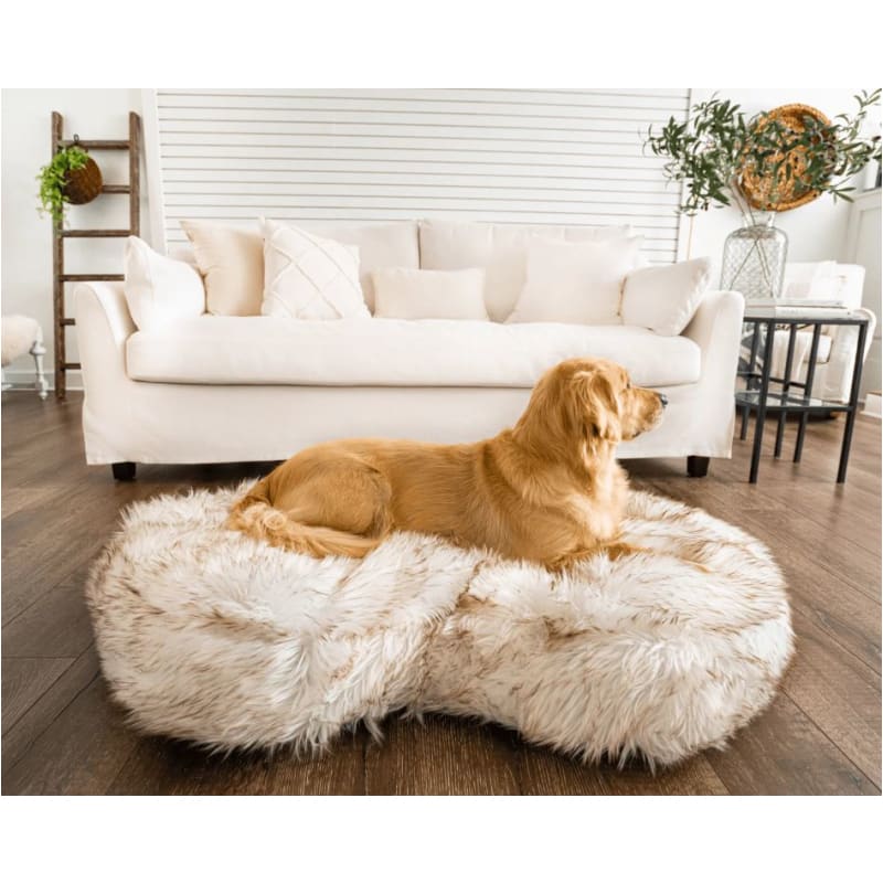 PupCloud­™ Faux Fur Memory Foam Dog Bed - Curve White NEW ARRIVAL, PAW