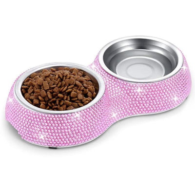 Pink Crystal Dog Diner Pet Bowls Feeders & Waterers