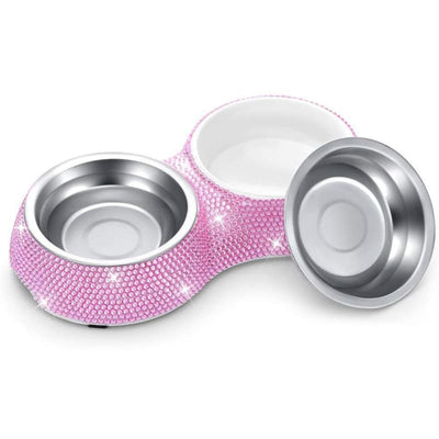Pink Crystal Dog Diner Pet Bowls Feeders & Waterers