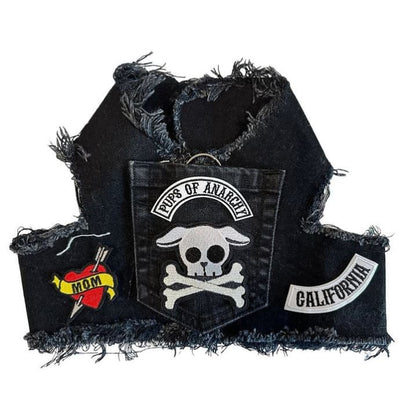 Pups of Anarchy Upcycled Denim Rocker Dog Harness Vest MADE TO ORDER, NEW ARRIVAL