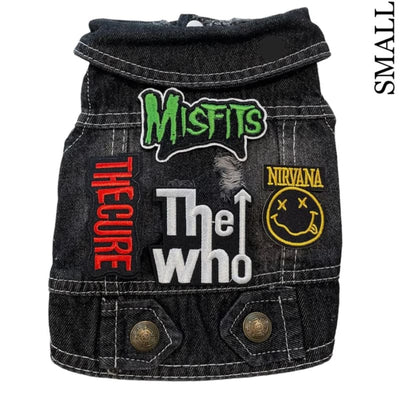 Misfits Theme Denim Rocker Dog Jacket HEADS OR TAILS JACKET, MADE TO ORDER