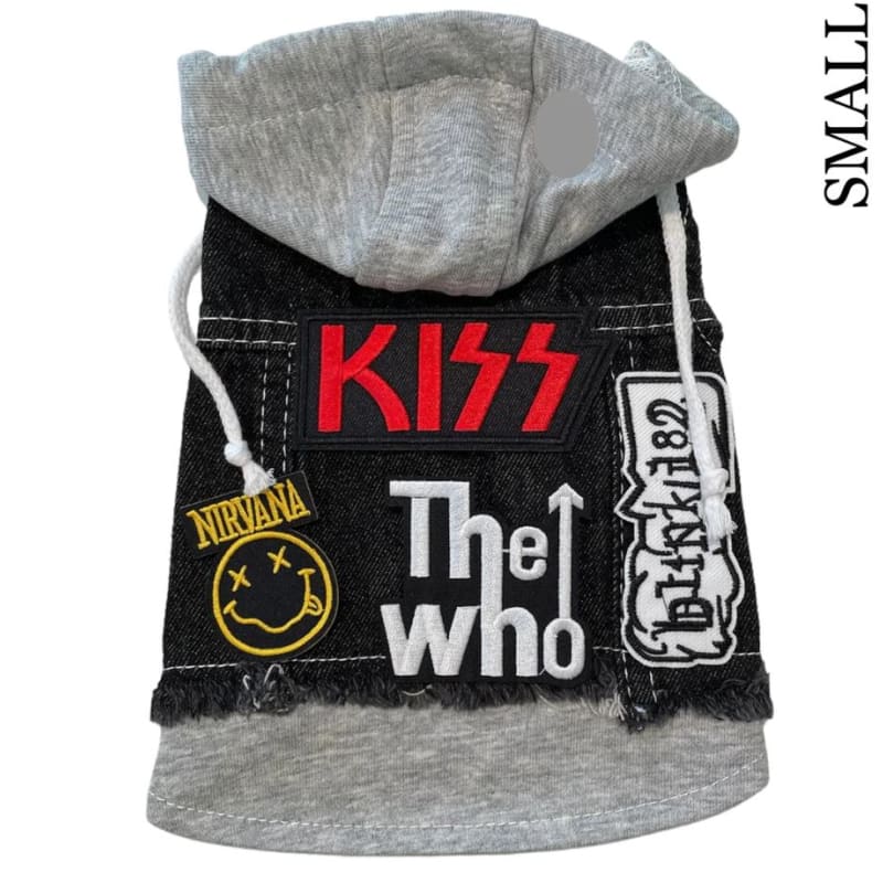 Kiss Theme Denim Rocker Hoodie Dog Jacket HEADS OR TAILS JACKET, MADE TO ORDER, NEW ARRIVAL