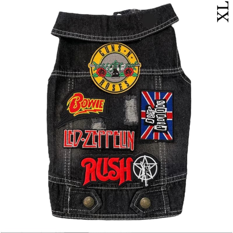 Guns N Roses Theme Denim Rocker Dog Jacket HEADS OR TAILS JACKET, MADE TO ORDER