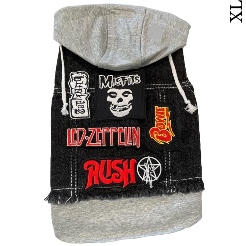 Misfits Theme Denim Rocker Hoodie Dog Jacket HEADS OR TAILS JACKET, MADE TO ORDER, NEW ARRIVAL