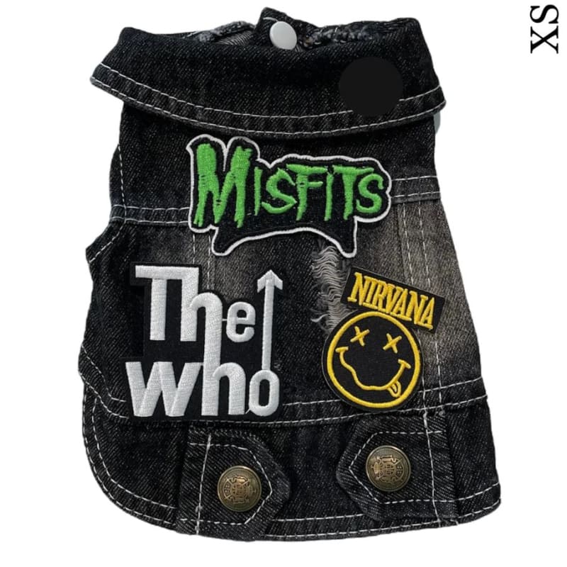 Misfits Theme Denim Rocker Dog Jacket HEADS OR TAILS JACKET, MADE TO ORDER