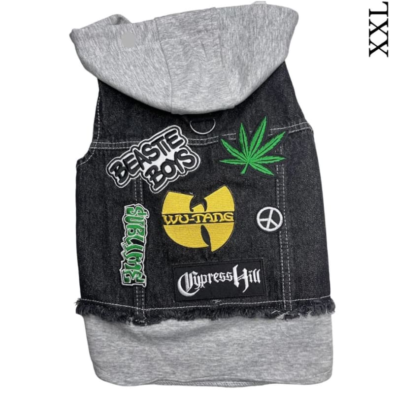 High Life Theme Denim Rocker Hoodie Dog Jacket HEADS OR TAILS JACKET, MADE TO ORDER, NEW ARRIVAL