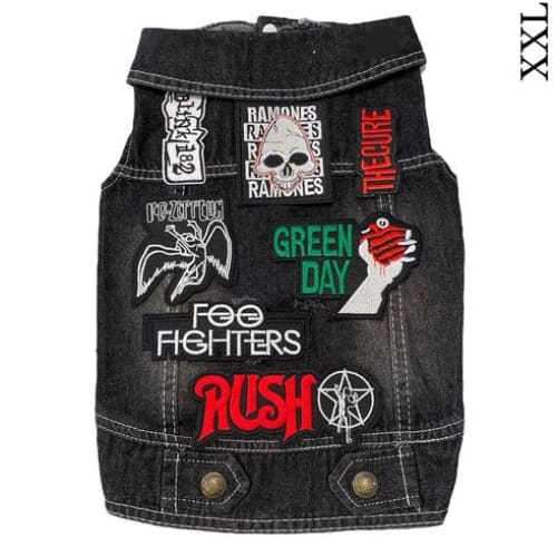 Ramones Theme Denim Rocker Dog Jacket HEADS OR TAILS JACKET, MADE TO ORDER