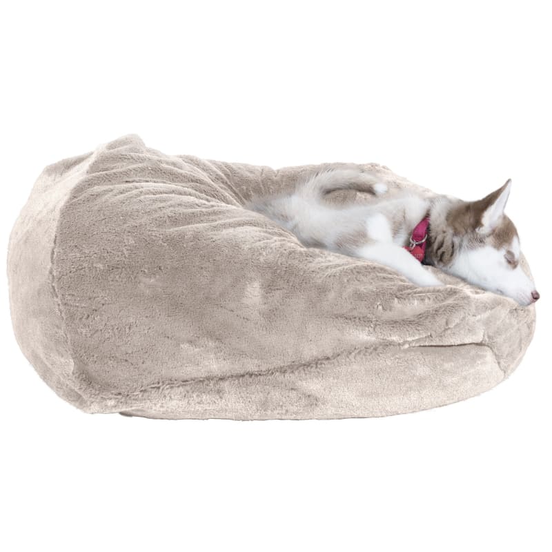 - Plush Faux Fur Pet Ball Bed in Blush FUR HAVEN NEW ARRIVAL