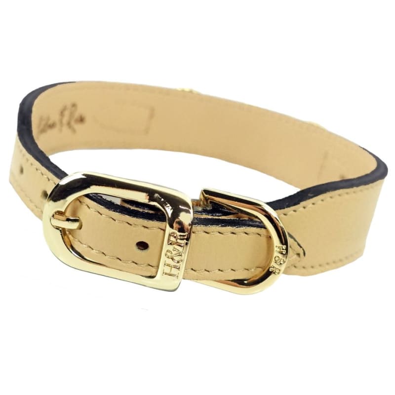 Athena Italian Leather Dog Collar In Vanilla & Gold Pet Collars & Harnesses genuine leather dog collars, luxury dog collars, MADE TO ORDER