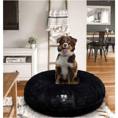 Black Panther Shag Bagel Bed BAGEL BEDS, bagel beds for dogs, BEDS, cute dog beds, donut beds for dogs