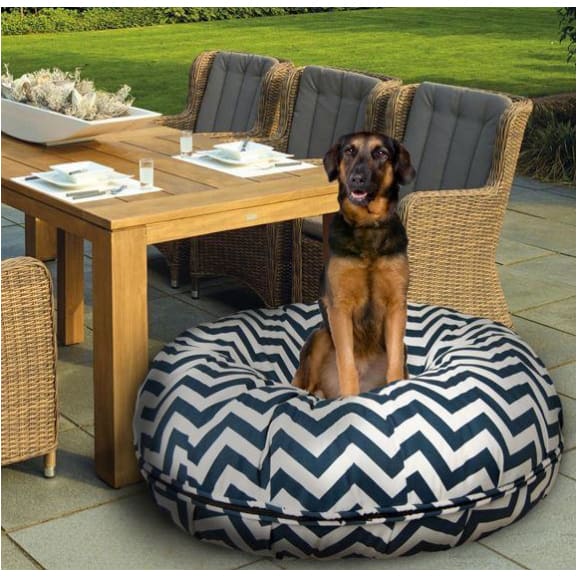 Navy Wave Outdoor Bagel Bed bagel beds for dogs, cute dog beds, donut beds for dogs, NEW ARRIVAL
