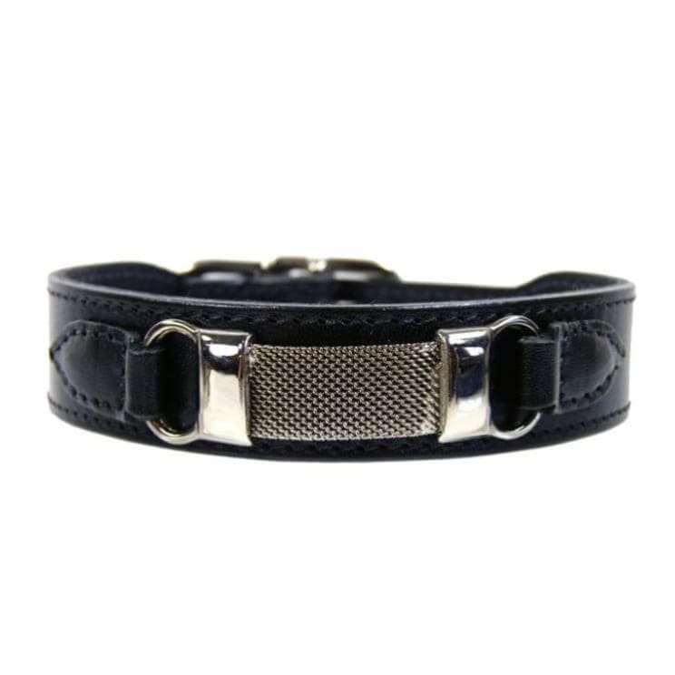 - Barclay Italian Leather Dog Collar in Black genuine leather dog collars HARTMAN & ROSE luxury dog collars