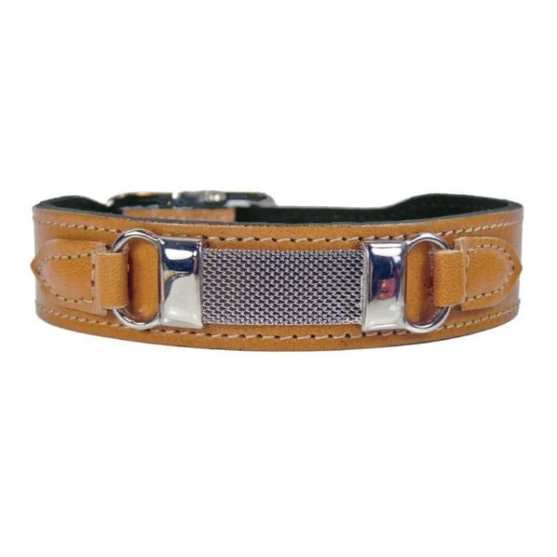 - Barclay Italian Leather Dog Collar in Natural genuine leather dog collars HARTMAN & ROSE luxury dog collars