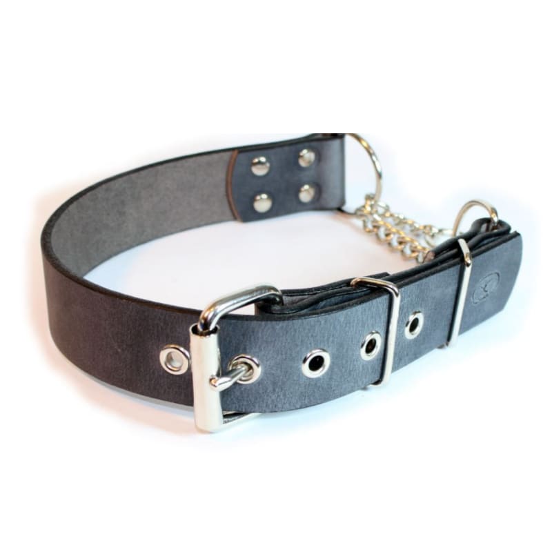 Big Dog Adjustable 1.5 Gray Leather Martingale Chain Dog Collar NEW ARRIVAL
