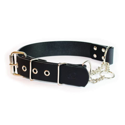 Big Dog Adjustable 1.5 Black Leather Martingale Chain Dog Collar NEW ARRIVAL
