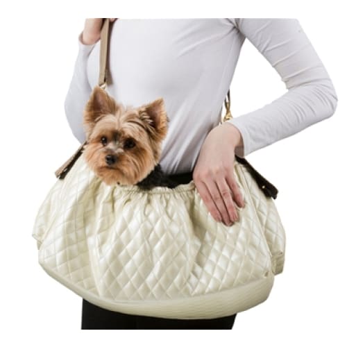 - Gigi Ivory Quilted Dog Sling Carrier