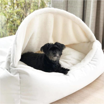 Microvelvet Canopy Dog Bed in Winter White