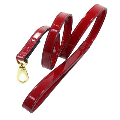 - Holiday Crystal Bit Dog Collar in Red Patent & Gold genuine leather dog collars HARTMAN & ROSE luxury dog collars