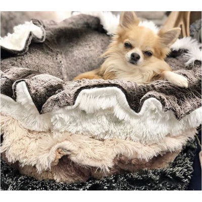 - Divine Caramel and Simba Cuddle Pod burrow beds for dogs dog nest dog snuggle beds