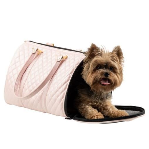 Blush Pink JL Duffel Quilted Dog Carrying Bag Pet Carriers & Crates luxury dog carriers, luxury dog purse carriers, NEW ARRIVAL
