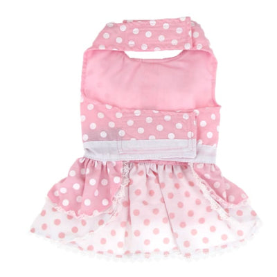 - Pink Polka Dot And Lace Harness Dress With Matching Leash New Arrival