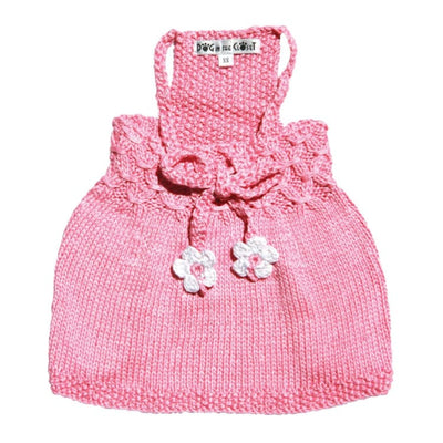 - The Daisy - Pink Hand Knit Dog Sweater Dress Dog In The Closet New Arrival