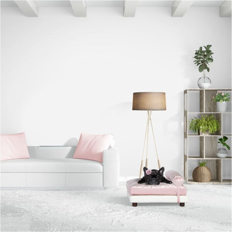 Club Nine Pets Orthopedic Pink Velvet and White Faux Leather Soho Milo Dog Bed NEW ARRIVAL