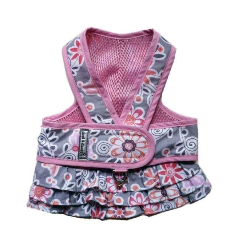 2-Piece Pink Floral Step-N-Go Harness Dress clothes for small dogs, cute dog apparel, cute dog clothes, cute dog dresses, dog apparel
