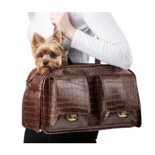 Marlee Brown Croc Dog Carrying Bag luxury dog carriers, luxury dog purse carriers