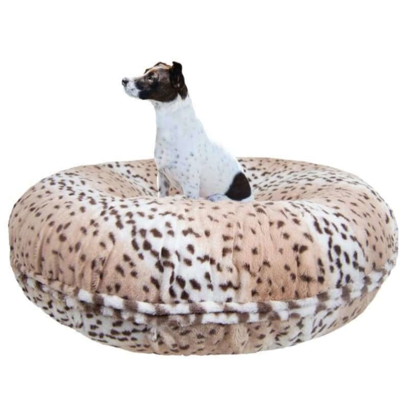Aspen Snow Leopard Bagel Bed BAGEL BEDS, bagel beds for dogs, BEDS, cute dog beds, donut beds for dogs