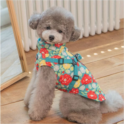Alyssa Aqua Harness Coat Dog Apparel clothes for small dogs, cute dog apparel, cute dog clothes, dog apparel, dog harnesses